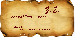 Zorkóczy Endre névjegykártya